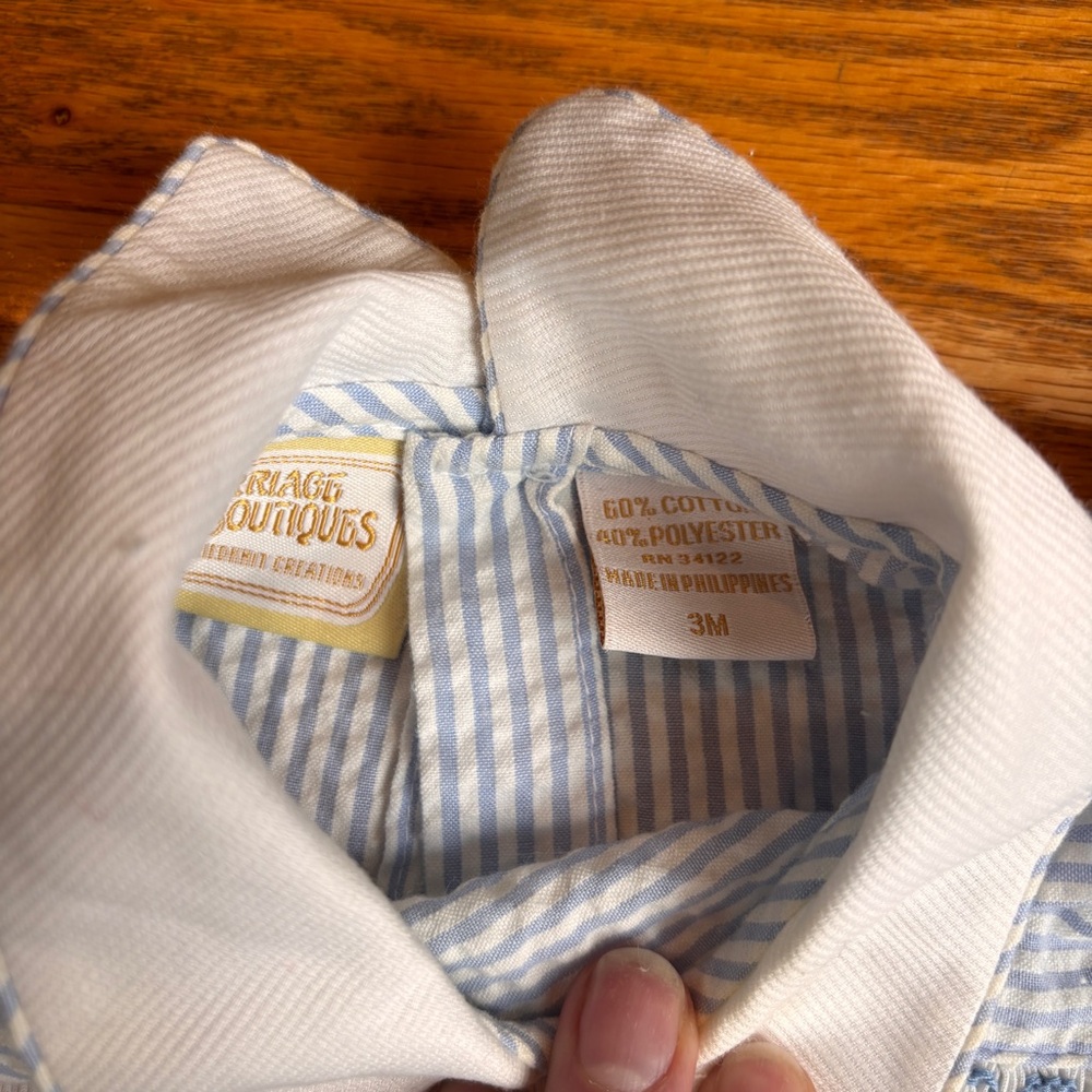 Set of Three Beautiful Baby Rompers with Embroidered Designs and Smocking - Picture 7 of 11